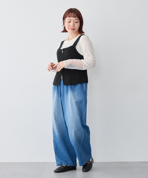 anyfee（エニフィー）の「【anyfee/大きいサイズ】フロントWジップラメニットビスチェ（ニット/セーター・レディース・グレー/ブラック・LL/3L/4L/5L）」の12枚目の写真