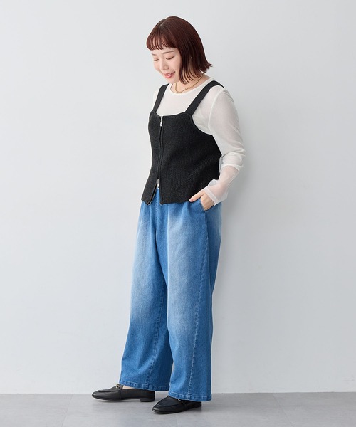 anyfee（エニフィー）の「【anyfee/大きいサイズ】フロントWジップラメニットビスチェ（ニット/セーター・レディース・グレー/ブラック・LL/3L/4L/5L）」の13枚目の写真