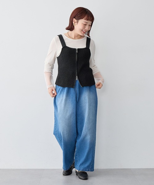 anyfee（エニフィー）の「【anyfee/大きいサイズ】フロントWジップラメニットビスチェ（ニット/セーター・レディース・グレー/ブラック・LL/3L/4L/5L）」の15枚目の写真