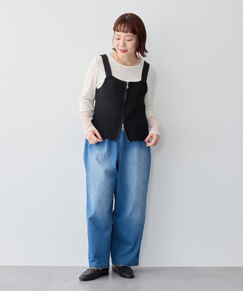 anyfee（エニフィー）の「【anyfee/大きいサイズ】フロントWジップラメニットビスチェ（ニット/セーター・レディース・グレー/ブラック・LL/3L/4L/5L）」の17枚目の写真