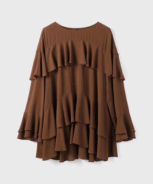 GRACE CONTINENTAL（グレースコンチネンタル）の「シフォンフリルブラウス（シャツ/ブラウス・レディース・キナリ/ダークブラウン/ブラウン・36）」の3枚目の写真