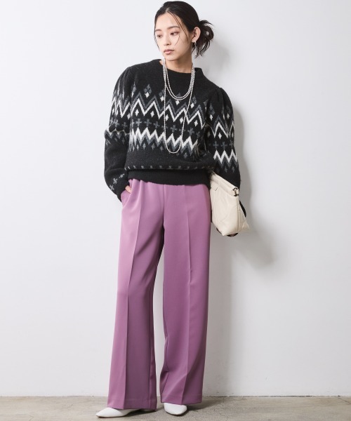CHIC STYLE(シックスタイル)の「リラックスパンツ<大きいサイズ有>シックスタイル(スラックス・レディース・ブラック/パープル・M/L/LL/3L/4L/5L)」の17枚目の写真