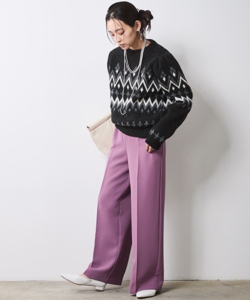 CHIC STYLE(シックスタイル)の「リラックスパンツ<大きいサイズ有>シックスタイル(スラックス・レディース・ブラック/パープル・M/L/LL/3L/4L/5L)」の18枚目の写真