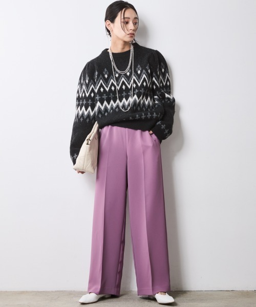 CHIC STYLE(シックスタイル)の「リラックスパンツ<大きいサイズ有>シックスタイル(スラックス・レディース・ブラック/パープル・M/L/LL/3L/4L/5L)」の19枚目の写真