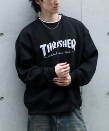 【THRASHER/スラッシャー】裏起毛 アソート カスレクラックプリント クルーネック スウェット トレーナー