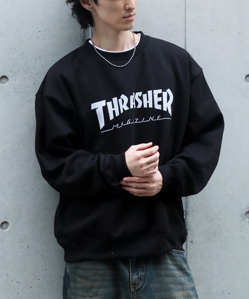 THRASHER（スラッシャー）の「【THRASHER/スラッシャー】裏起毛 アソート カスレクラックプリント クルーネック スウェット トレーナー（スウェット・メンズ・ブラック/ブラウン/アイボリー/ワイン/ブラック系/ブラック系1/グレー系/グレー系1/ブラウン系/アイボリー系/アイボリー系1/アッシュグレー・M/L/XL）」の2枚目の写真
