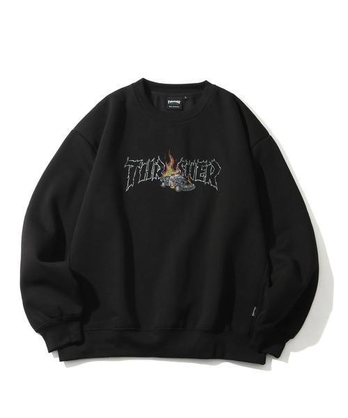 THRASHER（スラッシャー）の「【THRASHER/スラッシャー】裏起毛 アソート カスレクラックプリント クルーネック スウェット トレーナー（スウェット・メンズ・ブラック/ブラウン/アイボリー/ワイン/ブラック系/ブラック系1/グレー系/グレー系1/ブラウン系/アイボリー系/アイボリー系1/アッシュグレー・M/L/XL）」の3枚目の写真
