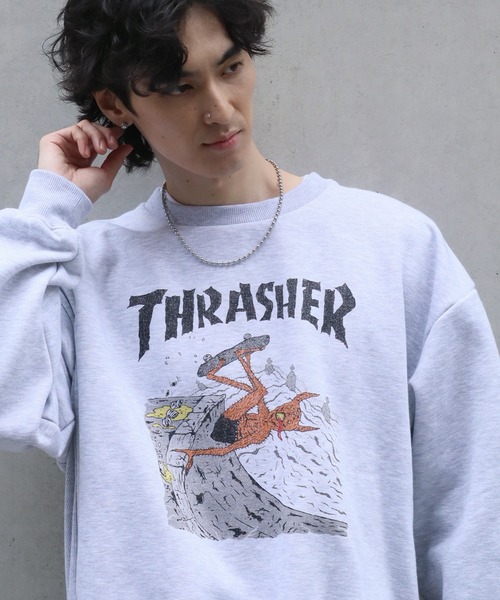 THRASHER（スラッシャー）の「【THRASHER/スラッシャー】裏起毛 アソート カスレクラックプリント クルーネック スウェット トレーナー（スウェット・メンズ・ブラック/ブラウン/アイボリー/ワイン/ブラック系/ブラック系1/グレー系/グレー系1/ブラウン系/アイボリー系/アイボリー系1/アッシュグレー・M/L/XL）」の6枚目の写真