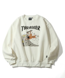 【THRASHER/スラッシャー】裏起毛 アソート カスレクラックプリント クルーネック スウェット トレーナー