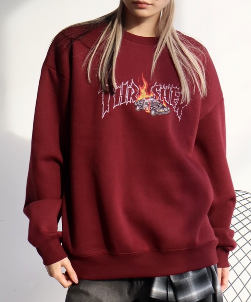 THRASHER（スラッシャー）の「【THRASHER/スラッシャー】裏起毛 アソート カスレクラックプリント クルーネック スウェット トレーナー（スウェット・メンズ・ブラック/ブラウン/アイボリー/ワイン/ブラック系/ブラック系1/グレー系/グレー系1/ブラウン系/アイボリー系/アイボリー系1/アッシュグレー・M/L/XL）」の12枚目の写真