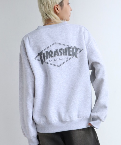 THRASHER（スラッシャー）の「【THRASHER/スラッシャー】裏起毛 アソート カスレクラックプリント クルーネック スウェット トレーナー（スウェット・メンズ・ブラック/ブラウン/アイボリー/ワイン/ブラック系/ブラック系1/グレー系/グレー系1/ブラウン系/アイボリー系/アイボリー系1/アッシュグレー・M/L/XL）」の4枚目の写真