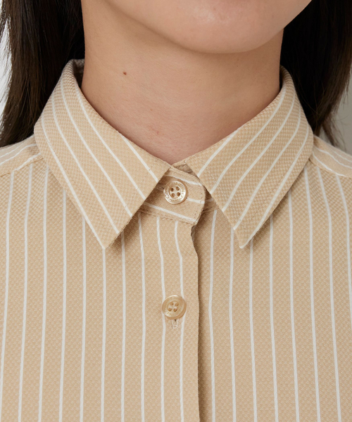 NARACAMICIE（ナラカミーチェ）の「【NARACAMICIE】ストレッチストライプ長袖シャツ（シャツ/ブラウス・レディース・ホワイト/ブラウン・M/L）」の7枚目の写真