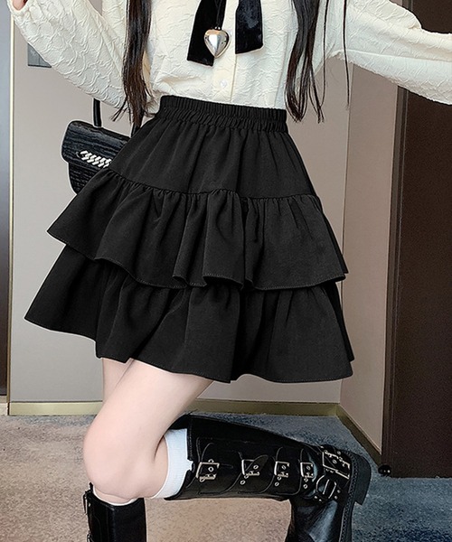 SpRay（スプレイ）の「ティアードフリルミニスカート（スカート・レディース・チャコールグレー/ブラック/ブラウン・FREE）」の10枚目の写真