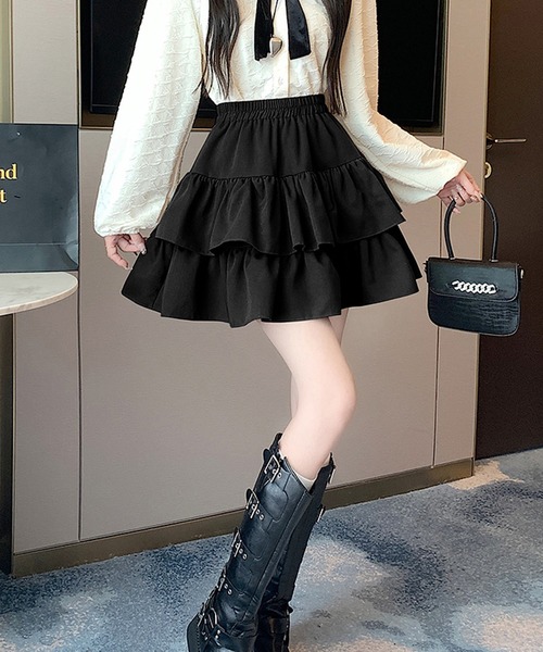 SpRay（スプレイ）の「ティアードフリルミニスカート（スカート・レディース・チャコールグレー/ブラック/ブラウン・FREE）」の9枚目の写真