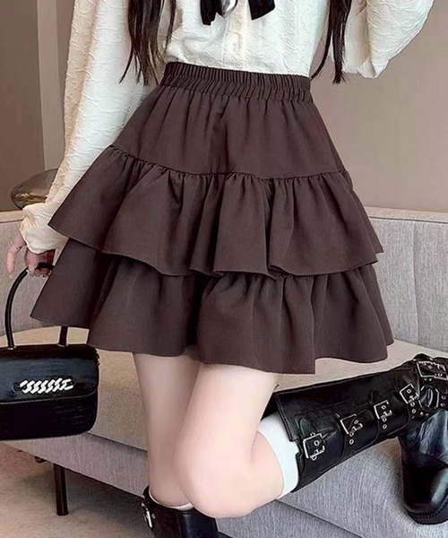 SpRay（スプレイ）の「ティアードフリルミニスカート（スカート・レディース・チャコールグレー/ブラック/ブラウン・FREE）」の8枚目の写真