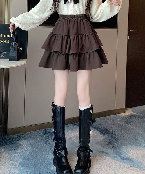 SpRay（スプレイ）の「ティアードフリルミニスカート（スカート・レディース・チャコールグレー/ブラック/ブラウン・FREE）」の7枚目の写真