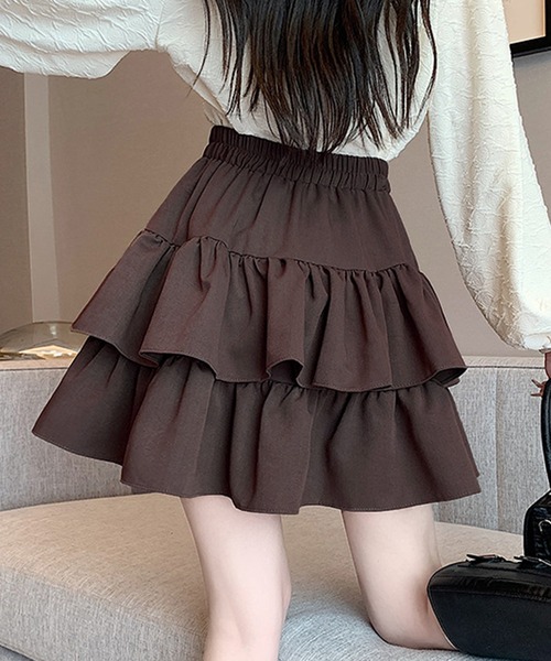 SpRay（スプレイ）の「ティアードフリルミニスカート（スカート・レディース・チャコールグレー/ブラック/ブラウン・FREE）」の4枚目の写真