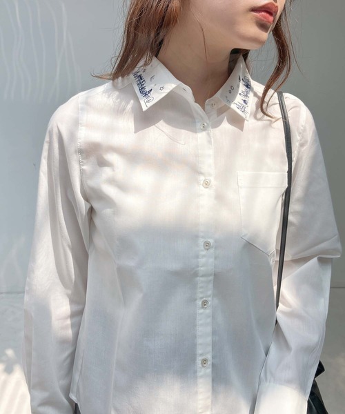 AS KNOW AS plus（アズノゥアズプラス）の「♪選んでアソートデザイン 衿刺繍ポケット付きシャツ（シャツ/ブラウス・レディース・ホワイト系/ホワイト系1/チェック・FREE）」の2枚目の写真