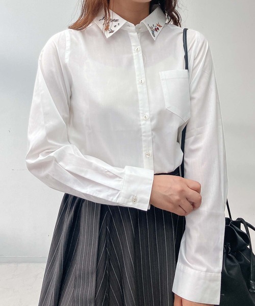 AS KNOW AS plus（アズノゥアズプラス）の「♪選んでアソートデザイン 衿刺繍ポケット付きシャツ（シャツ/ブラウス・レディース・ホワイト系/ホワイト系1/チェック・FREE）」の9枚目の写真