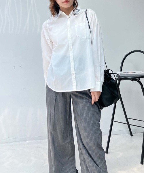 AS KNOW AS plus（アズノゥアズプラス）の「♪選んでアソートデザイン 衿刺繍ポケット付きシャツ（シャツ/ブラウス・レディース・ホワイト系/ホワイト系1/チェック・FREE）」の8枚目の写真