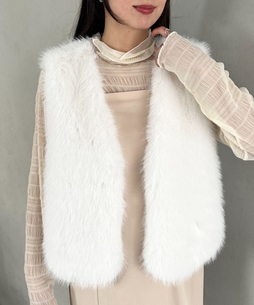 セール】オケージョンショート丈ファーベスト（ベスト）｜MYMOOD