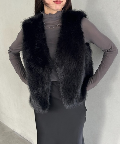 セール】オケージョンショート丈ファーベスト（ベスト）｜MYMOOD