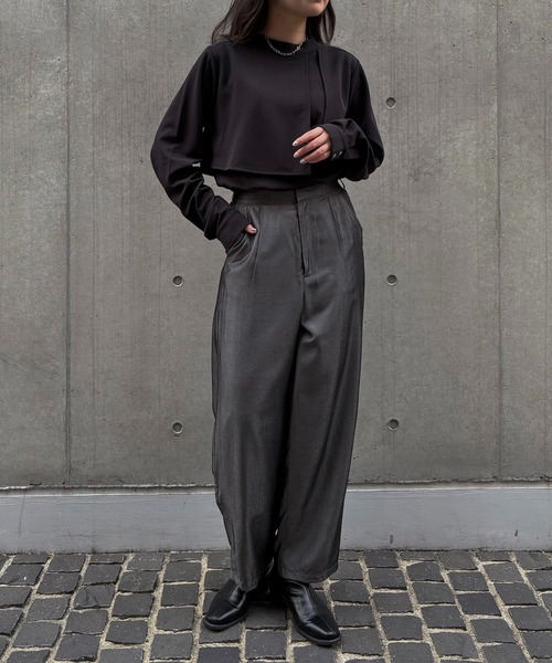 &g'aime(アンジェム)の「【&g'aime】ケープデザイントップス Cape Design Top(Tシャツ/カットソー・レディース・ブラック/ホワイト/モカ・FREE)」の6枚目の写真