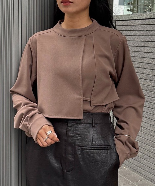 &g'aime(アンジェム)の「【&g'aime】ケープデザイントップス Cape Design Top(Tシャツ/カットソー・レディース・ブラック/ホワイト/モカ・FREE)」の10枚目の写真