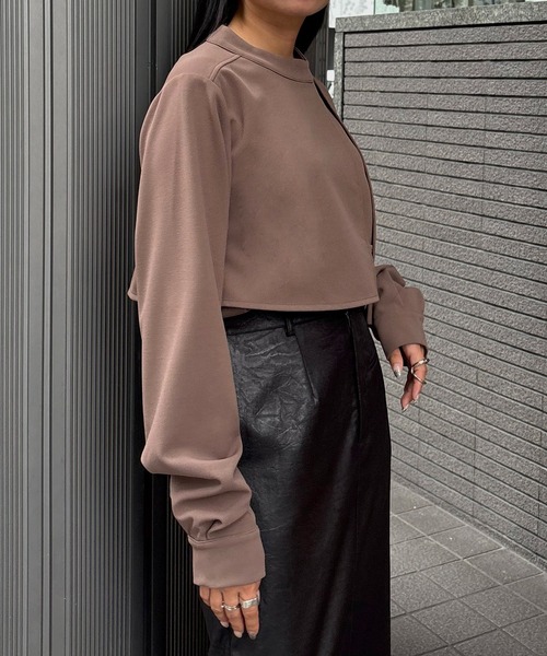 &g'aime(アンジェム)の「【&g'aime】ケープデザイントップス Cape Design Top(Tシャツ/カットソー・レディース・ブラック/ホワイト/モカ・FREE)」の16枚目の写真