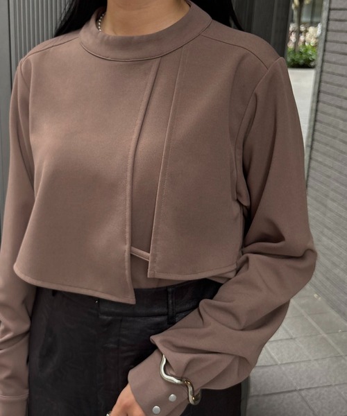 &g'aime(アンジェム)の「【&g'aime】ケープデザイントップス Cape Design Top(Tシャツ/カットソー・レディース・ブラック/ホワイト/モカ・FREE)」の12枚目の写真