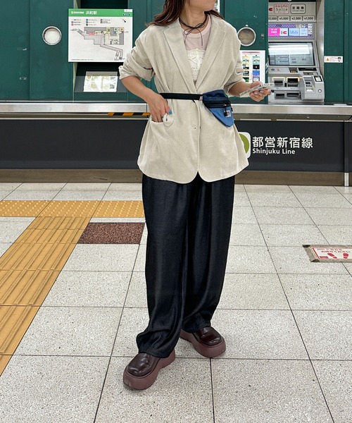 PILIT(ピリット)の「イージーワイドカーブパンツ(その他パンツ・レディース・ブルー/ブラック/ブラウン・MEDIUM)」の21枚目の写真