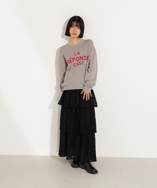 N.（N. Natural Beauty Basic）（エヌエヌナチュラルビューティーベーシック）の「フレンチロゴジャガードニット（ニット/セーター・レディース・グレー/オフホワイト/ベージュ・MEDIUM）」の22枚目の写真