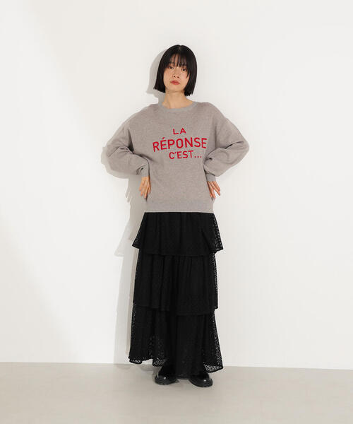 N.（N. Natural Beauty Basic）（エヌエヌナチュラルビューティーベーシック）の「フレンチロゴジャガードニット（ニット/セーター・レディース・グレー/オフホワイト/ベージュ・MEDIUM）」の20枚目の写真