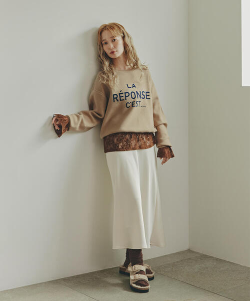 N.（N. Natural Beauty Basic）（エヌエヌナチュラルビューティーベーシック）の「フレンチロゴジャガードニット（ニット/セーター・レディース・グレー/オフホワイト/ベージュ・MEDIUM）」の19枚目の写真