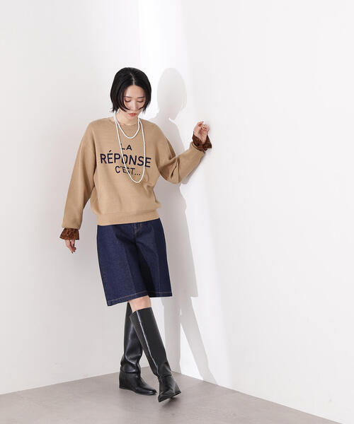 N.（N. Natural Beauty Basic）（エヌエヌナチュラルビューティーベーシック）の「フレンチロゴジャガードニット（ニット/セーター・レディース・グレー/オフホワイト/ベージュ・MEDIUM）」の15枚目の写真