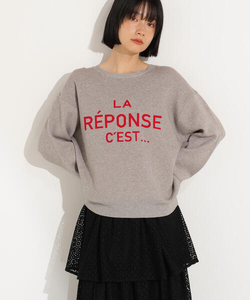 N.（N. Natural Beauty Basic）（エヌエヌナチュラルビューティーベーシック）の「フレンチロゴジャガードニット（ニット/セーター・レディース・グレー/オフホワイト/ベージュ・MEDIUM）」の2枚目の写真