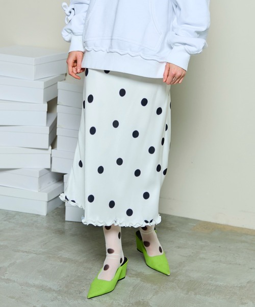 【完売品】MAISON SPECIAL メゾンスペシャル　ドットスカート　38 Dot Frill Midi-length Skirt / ドットフリルミモレスカート（スカート