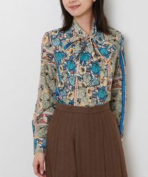 【極美品29700円】ナラカミーチェ♦️イタリア✨フラワー&ストライプボウタイ NARACAMICIE｜ナラカミーチェのシャツ/ブラウス（ブルー