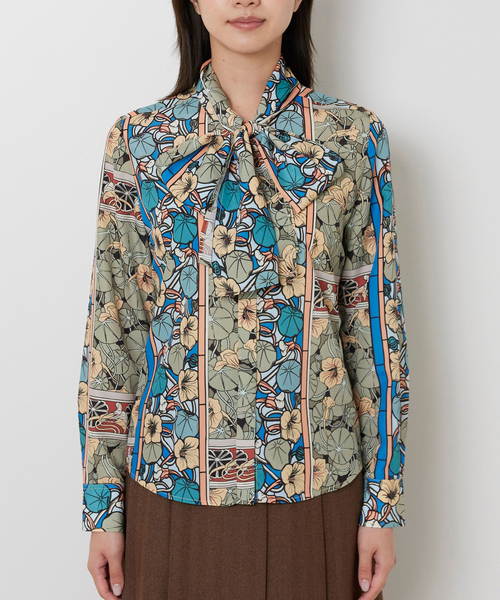 NARACAMICIE（ナラカミーチェ）の「【NARACAMICIE】ステンドグラス柄ボウタイ長袖ブラウス（シャツ/ブラウス・レディース・イエロー/パープル・S/L/M）」の4枚目の写真