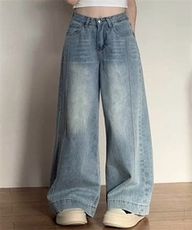 脇縦ラインデニムパンツ