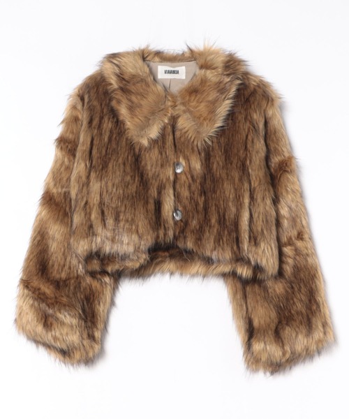 VIAVANDA（ヴィアヴァンダ）の「FAKE FUR SHORT JACKET（その他アウター・レディース・イエロー/ブラウン・FREE）」の12枚目の写真