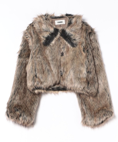 VIAVANDA（ヴィアヴァンダ）の「FAKE FUR SHORT JACKET（その他アウター・レディース・イエロー/ブラウン・FREE）」の13枚目の写真