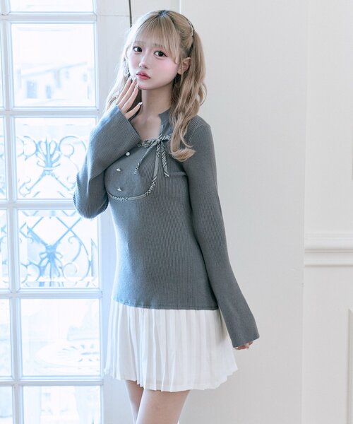 OLIVE des OLIVE(オリーブデオリーブ)の「【Belle Charme】リボンリボンニットワンピ(ワンピース・レディース・ブラック/チャコールグレー/ブラウン・FREE)」の18枚目の写真