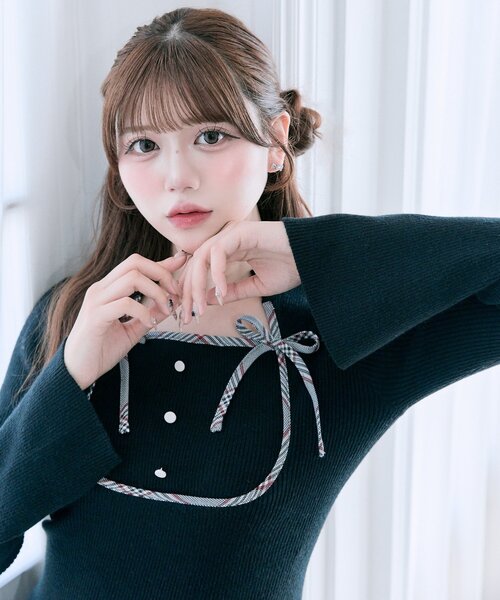 セール】【Belle Charme】リボンリボンニットワンピ（ワンピース