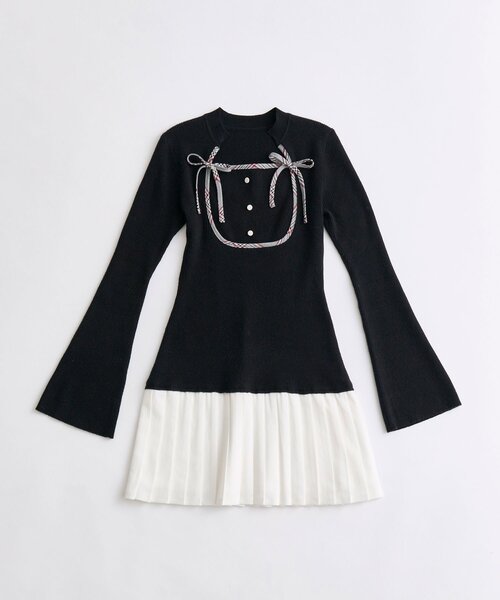 OLIVE des OLIVE(オリーブデオリーブ)の「【Belle Charme】リボンリボンニットワンピ(ワンピース・レディース・ブラック/チャコールグレー/ブラウン・FREE)」の9枚目の写真