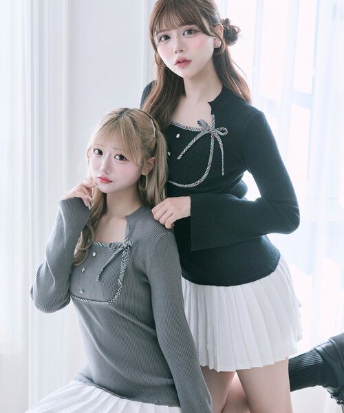 OLIVE des OLIVE(オリーブデオリーブ)の「【Belle Charme】リボンリボンニットワンピ(ワンピース・レディース・ブラック/チャコールグレー/ブラウン・FREE)」の10枚目の写真