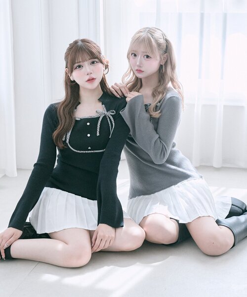 OLIVE des OLIVE(オリーブデオリーブ)の「【Belle Charme】リボンリボンニットワンピ(ワンピース・レディース・ブラック/チャコールグレー/ブラウン・FREE)」の11枚目の写真