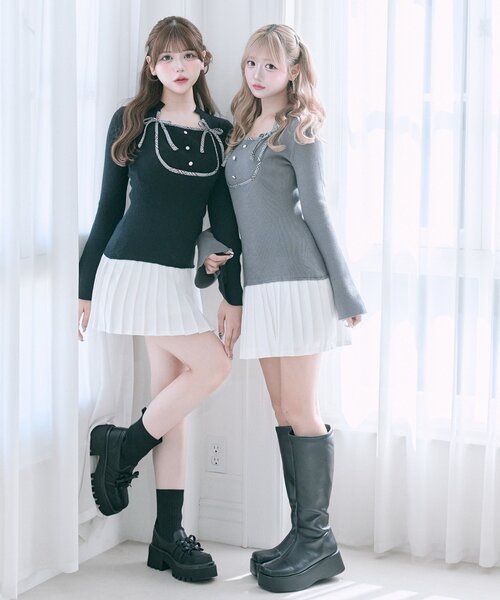 OLIVE des OLIVE(オリーブデオリーブ)の「【Belle Charme】リボンリボンニットワンピ(ワンピース・レディース・ブラック/チャコールグレー/ブラウン・FREE)」の14枚目の写真