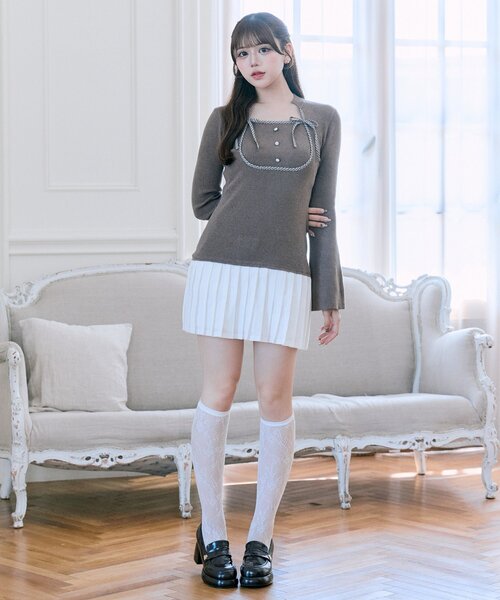 OLIVE des OLIVE(オリーブデオリーブ)の「【Belle Charme】リボンリボンニットワンピ(ワンピース・レディース・ブラック/チャコールグレー/ブラウン・FREE)」の16枚目の写真