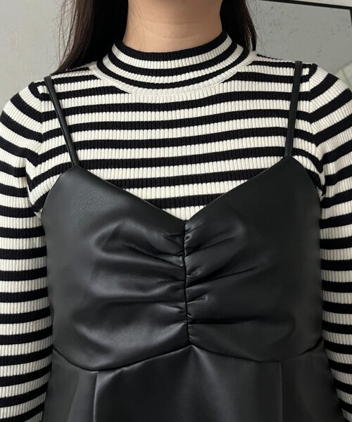 prose verse（プロズヴェール）の「フロントシャーリングペプラムレザービスチェ（キャミソール・レディース・ブラック・LARGE/MEDIUM）」の8枚目の写真